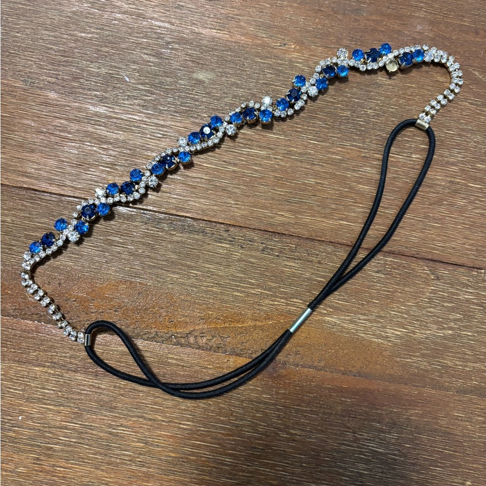 Elegant Blue and Silver Rhinestone Headband